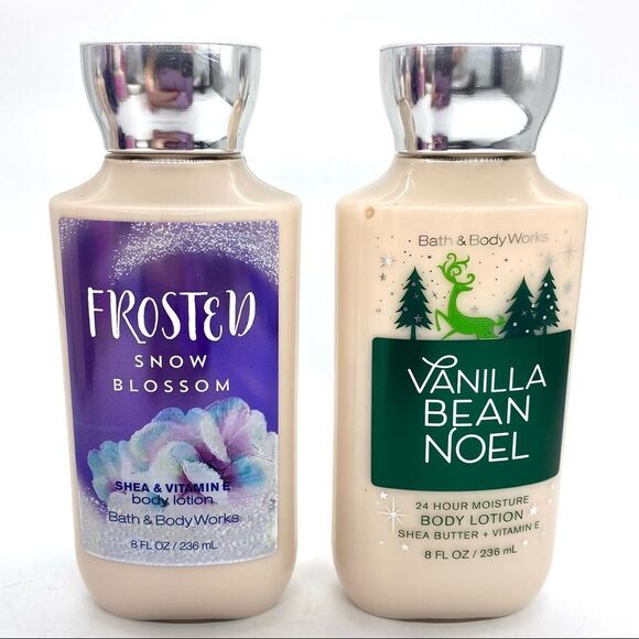 Bath & Body Works Frosted Snow Blossom & Vanilla Bean Noel Body Lotion Set New - Picture 1 of 6